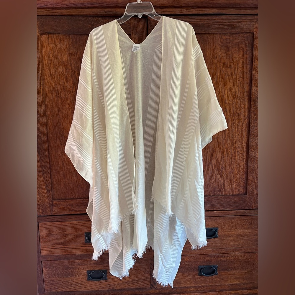 Elegant Cream Striped Kimono